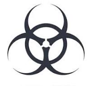 Black and white biohazard symbol.