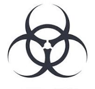 Black and white biohazard symbol.
